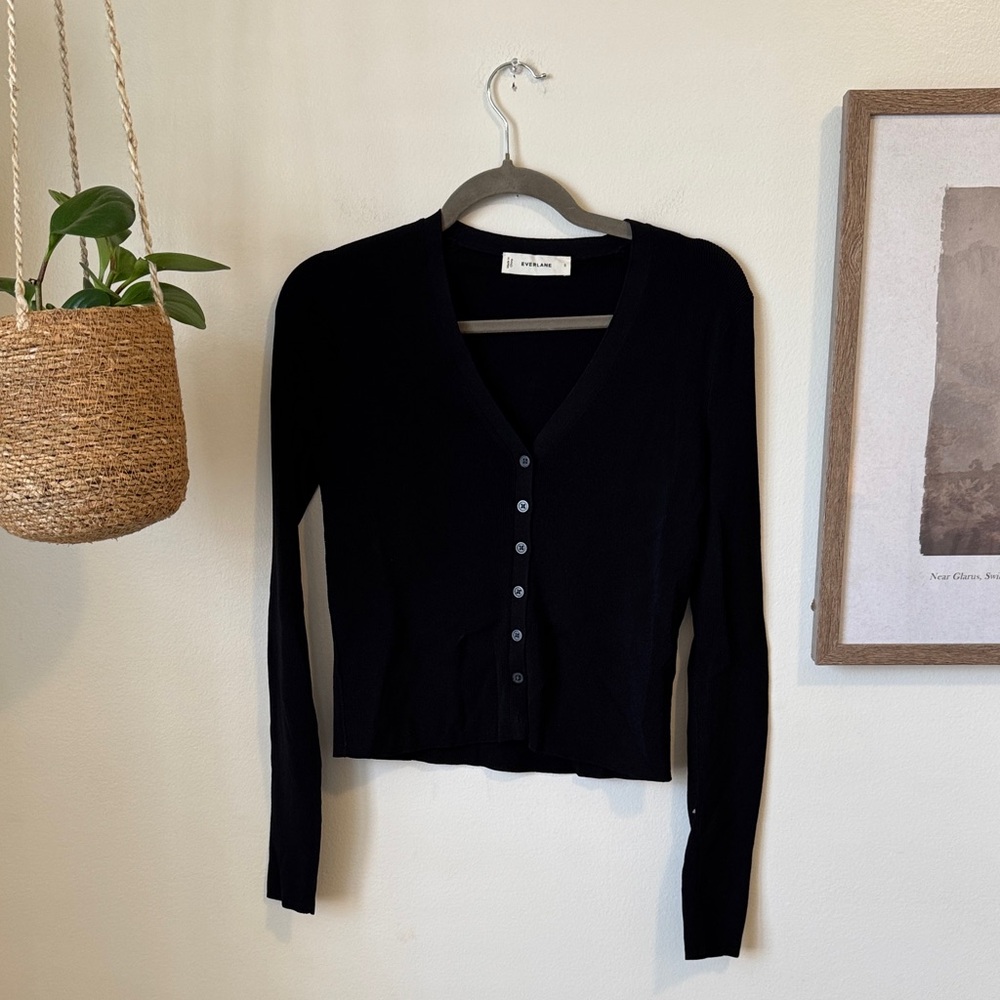 Everlane The Viscose Knit Cardigan, Black, Sz S